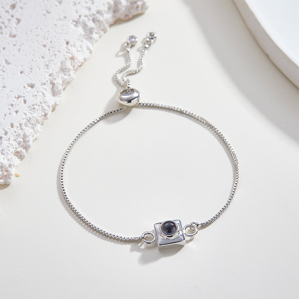 Pulsera De Proyección Personalizada Regalo Simple Cuadrado Para Ella - soufeeles