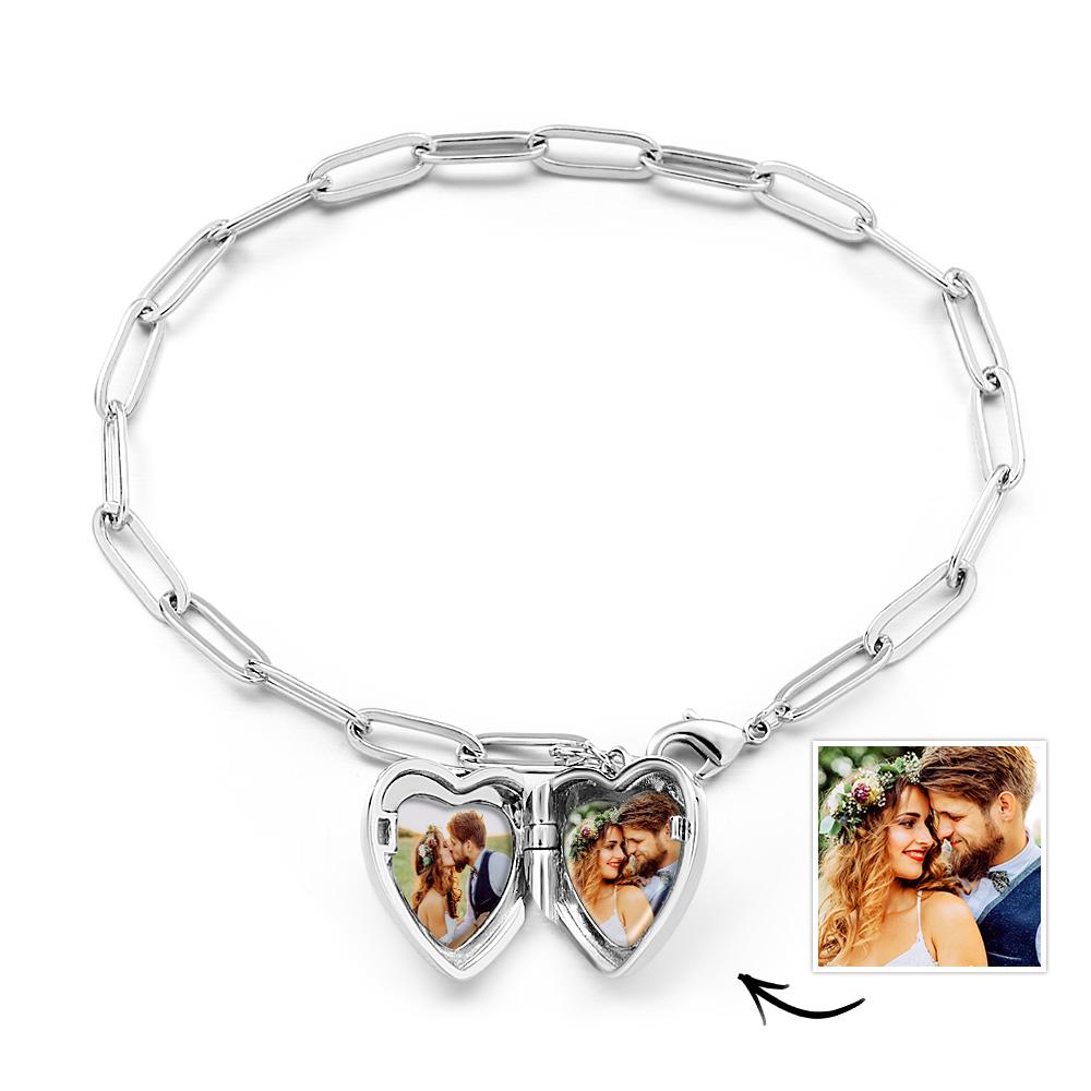 Pulsera Con Medallón De Corazón, Medallón Con Imagen, Pulsera De Corazón Pequeña Personalizada, Regalo De Cumpleaños Para Niñas - soufeeles