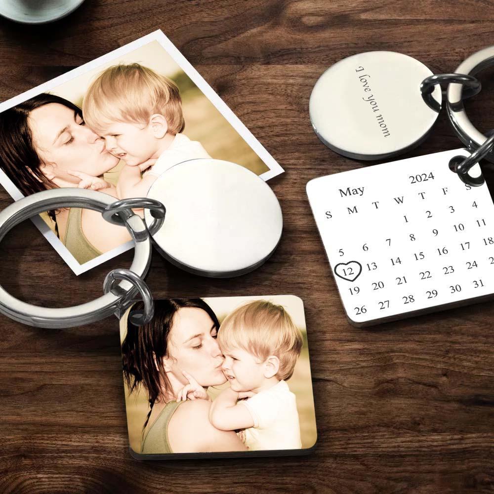 Llavero Con Foto Personalizado, Llavero Con Calendario Grabado, Regalo Para Madre - soufeeles