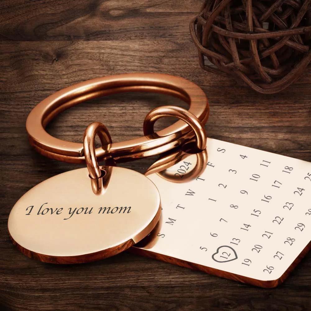 Llavero Con Foto Personalizado, Llavero Con Calendario Grabado, Regalo Para Madre - soufeeles