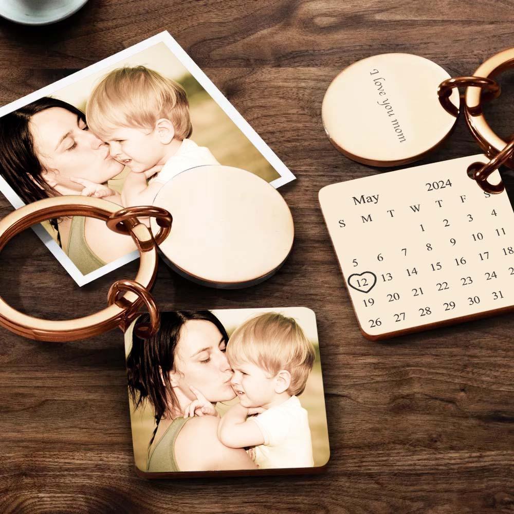 Llavero Con Foto Personalizado, Llavero Con Calendario Grabado, Regalo Para Madre - soufeeles