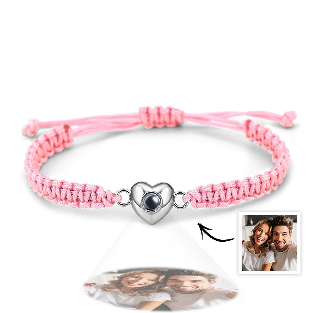 Pulsera De Proyección De Imagen En Forma De Corazón De Cuerda Negra De Moda Simple Personalizada - soufeeles