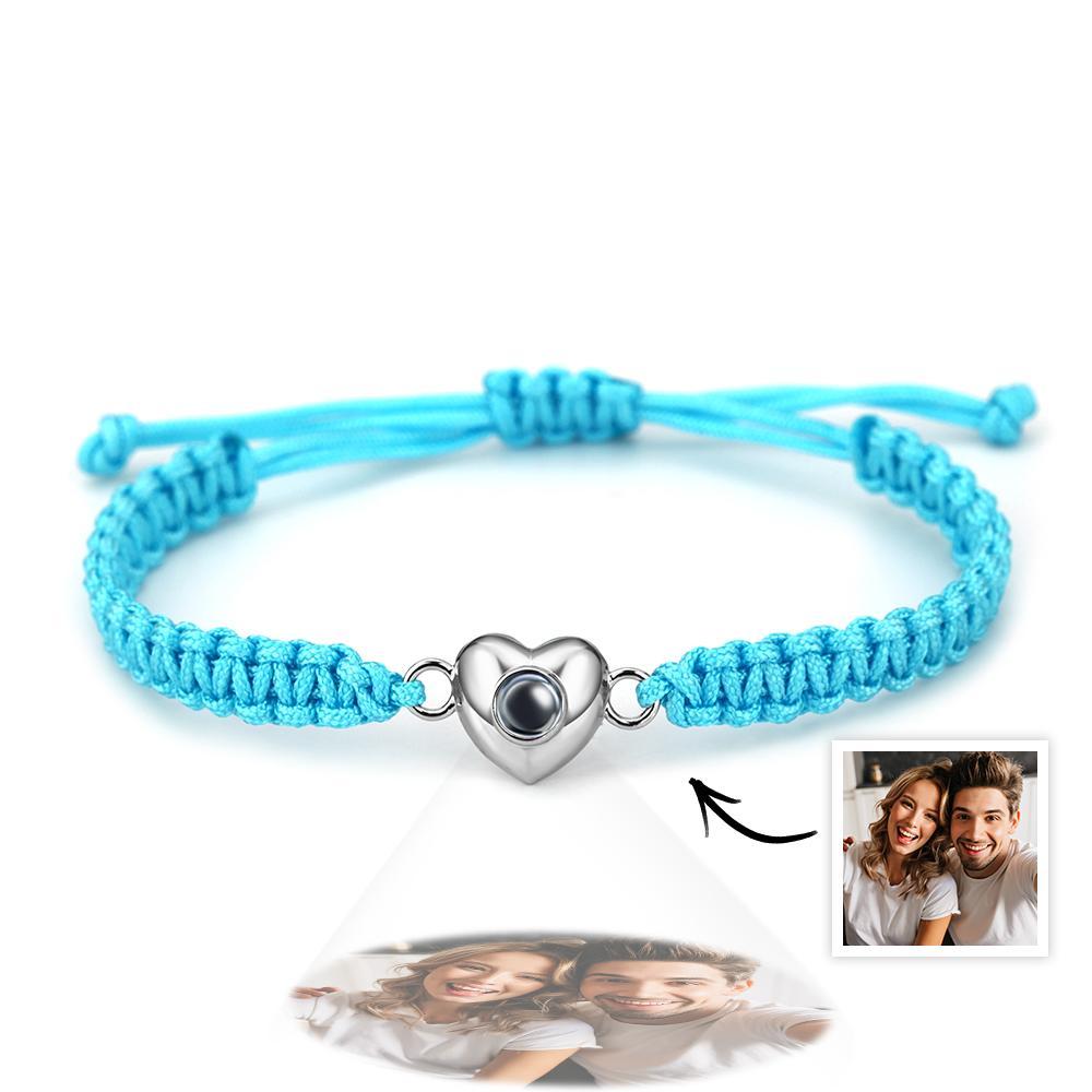 Pulsera De Proyección De Imagen En Forma De Corazón De Cuerda Negra De Moda Simple Personalizada - soufeeles