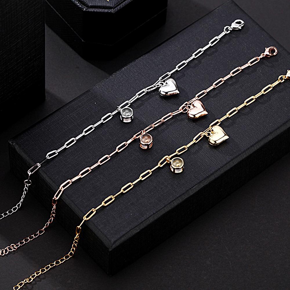 Pulsera De Proyección De Fotos Personalizada Con Regalo Creativo De Corazón - soufeeles