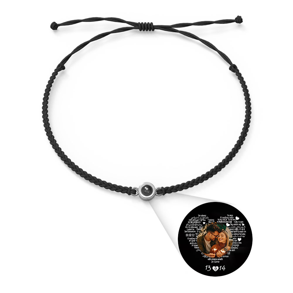 Pulsera Personalizada Con Dijes De Proyección De Fotos Estilos De Múltiples Colores Te Amo En 100 Idiomas Joyería Fotográfica Minimalista Regalo De Cumpleaños Para Ella - soufeeles
