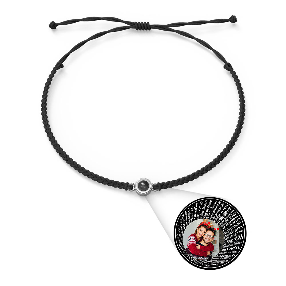 Pulsera Personalizada Con Dijes De Proyección De Fotos Estilos De Múltiples Colores Te Amo En 100 Idiomas Joyería Fotográfica Minimalista Regalo De Cumpleaños Para Ella - soufeeles