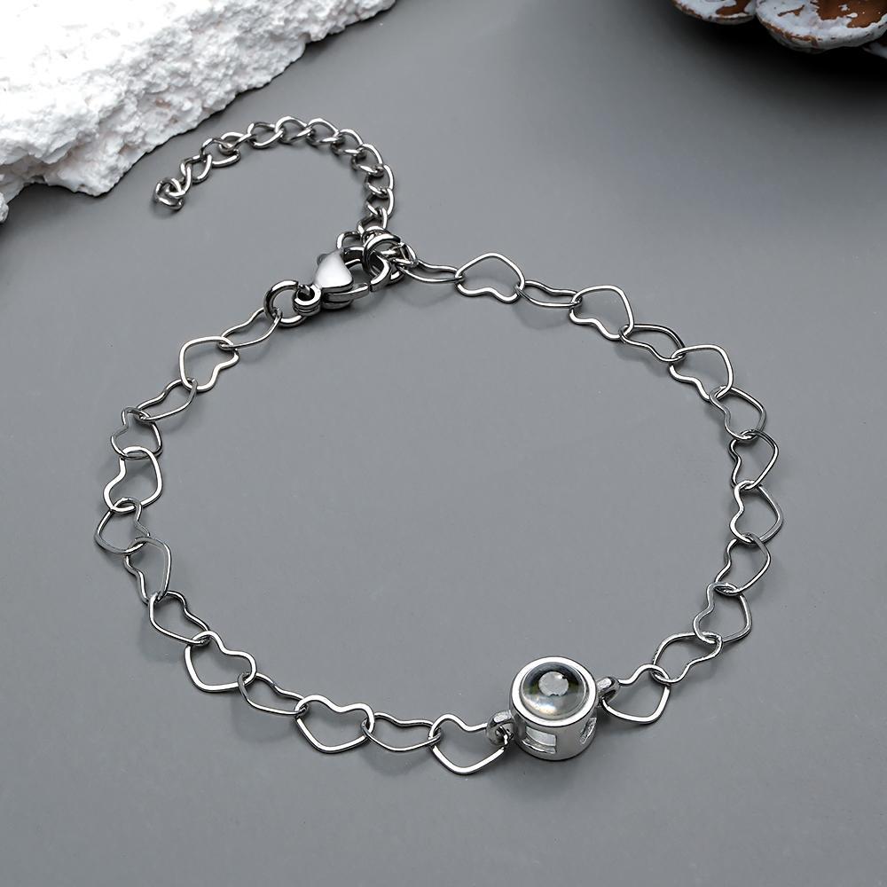 Pulsera De Proyección Personalizada Cadena De Corazón Regalo Único Para Ella - soufeeles