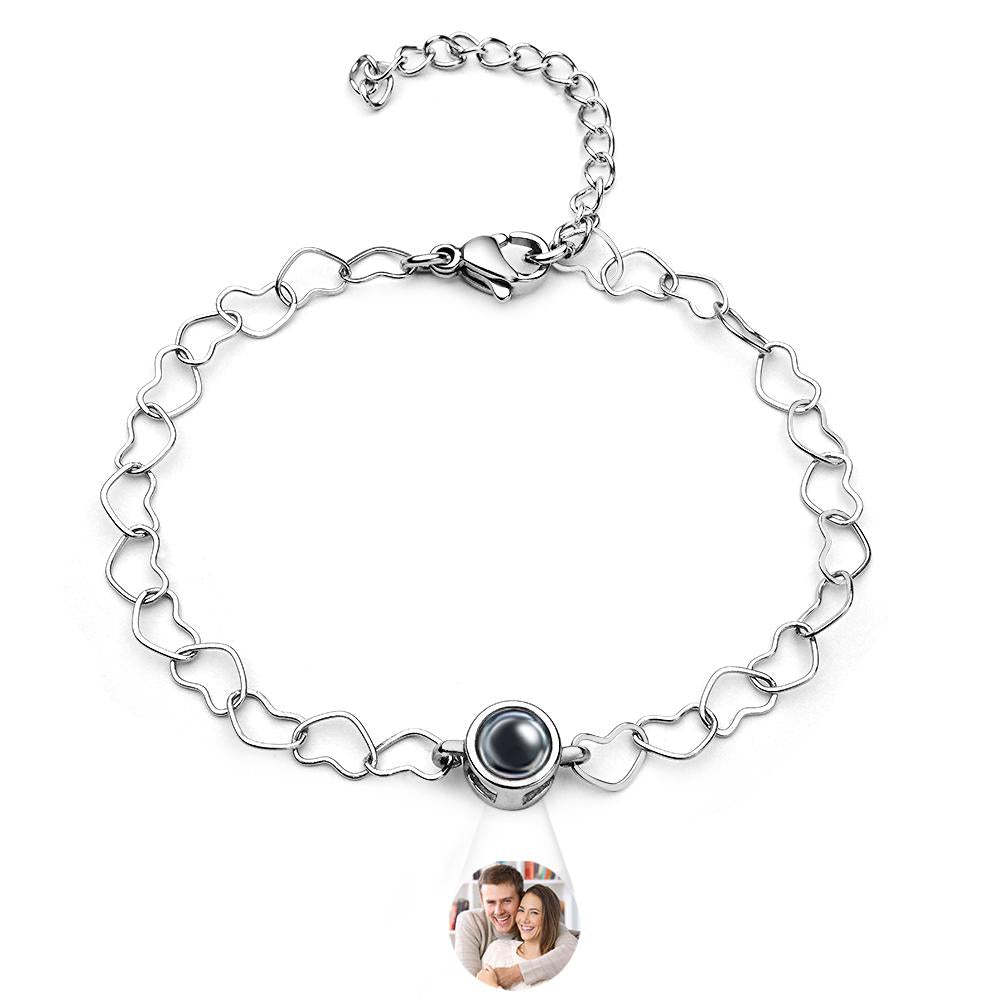 Pulsera De Proyección Personalizada Cadena De Corazón Regalo Único Para Ella - soufeeles