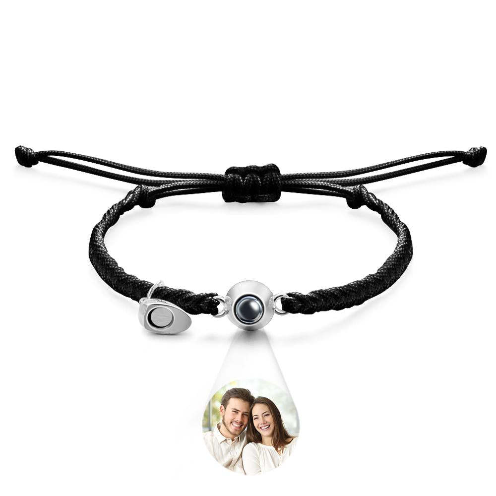 Pulsera De Proyección Personalizada, Regalo De Pareja Magnético Con Corazón Tejido Con Letras Personalizadas - soufeeles