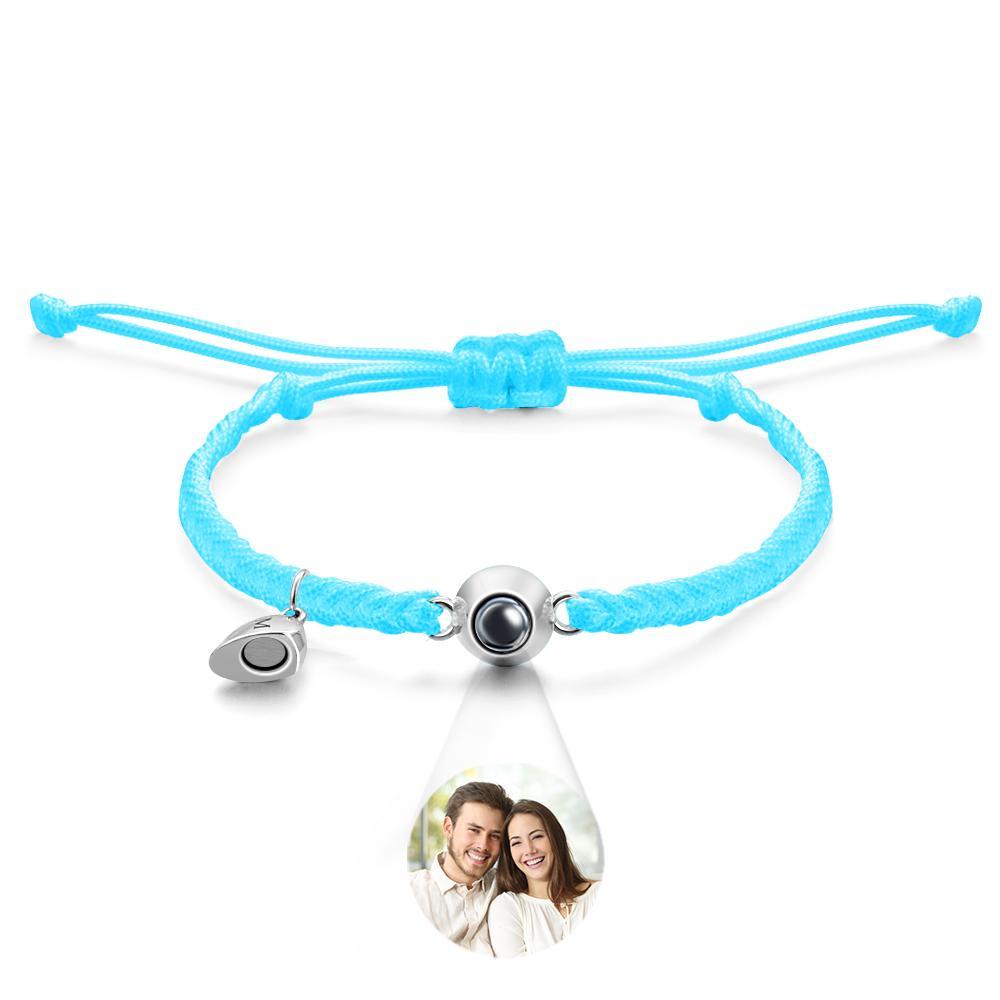 Pulsera De Proyección Personalizada, Regalo De Pareja Magnético Con Corazón Tejido Con Letras Personalizadas - soufeeles