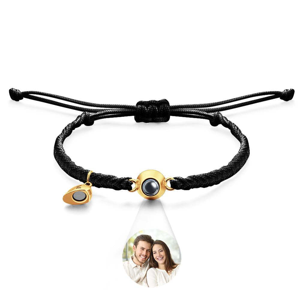 Pulsera De Proyección Personalizada, Regalo De Pareja Magnético Con Corazón Tejido Con Letras Personalizadas - soufeeles