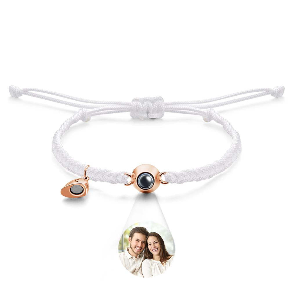 Pulsera De Proyección Personalizada, Regalo De Pareja Magnético Con Corazón Tejido Con Letras Personalizadas - soufeeles