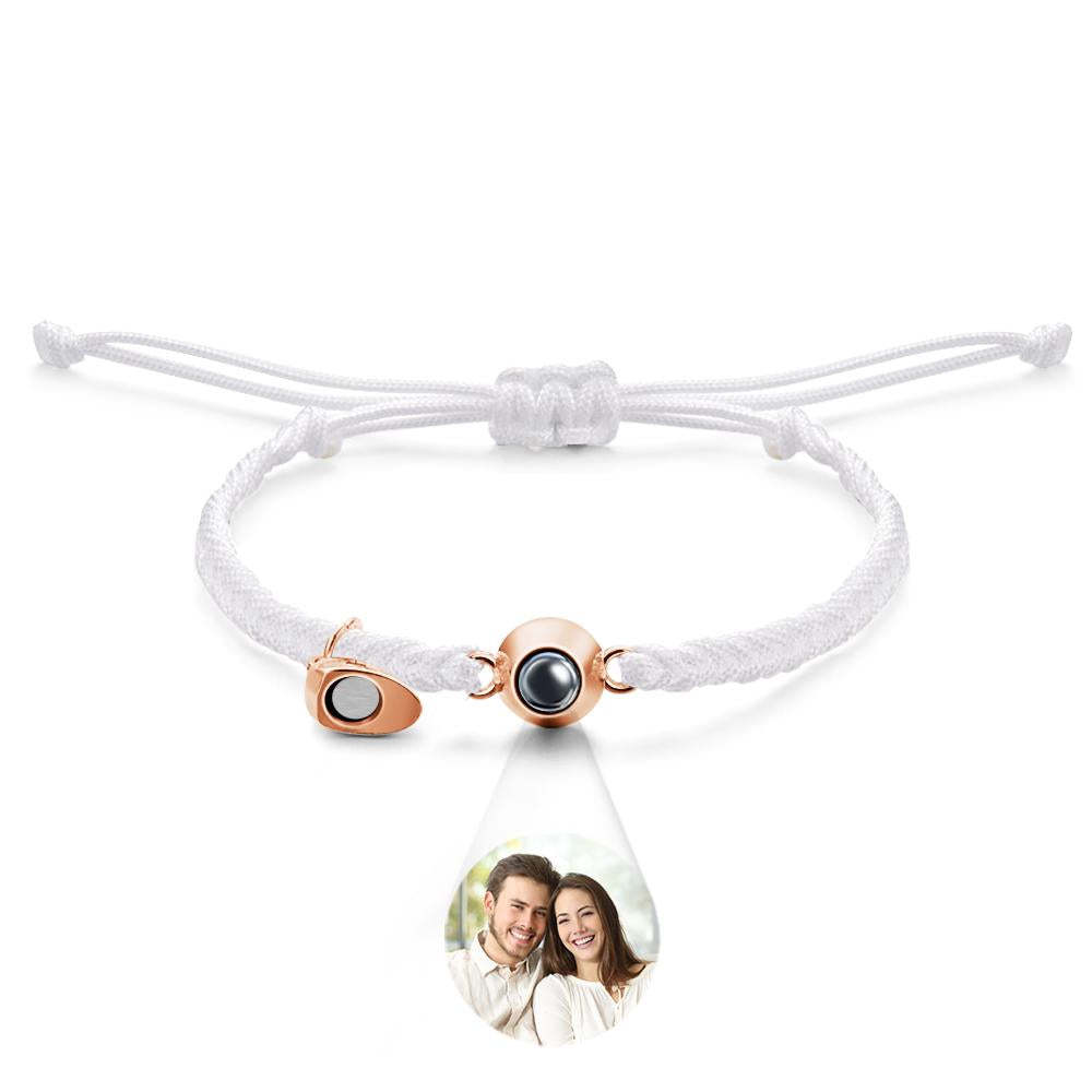 Pulsera De Proyección Personalizada, Regalo De Pareja Magnético Con Corazón Tejido Con Letras Personalizadas - soufeeles