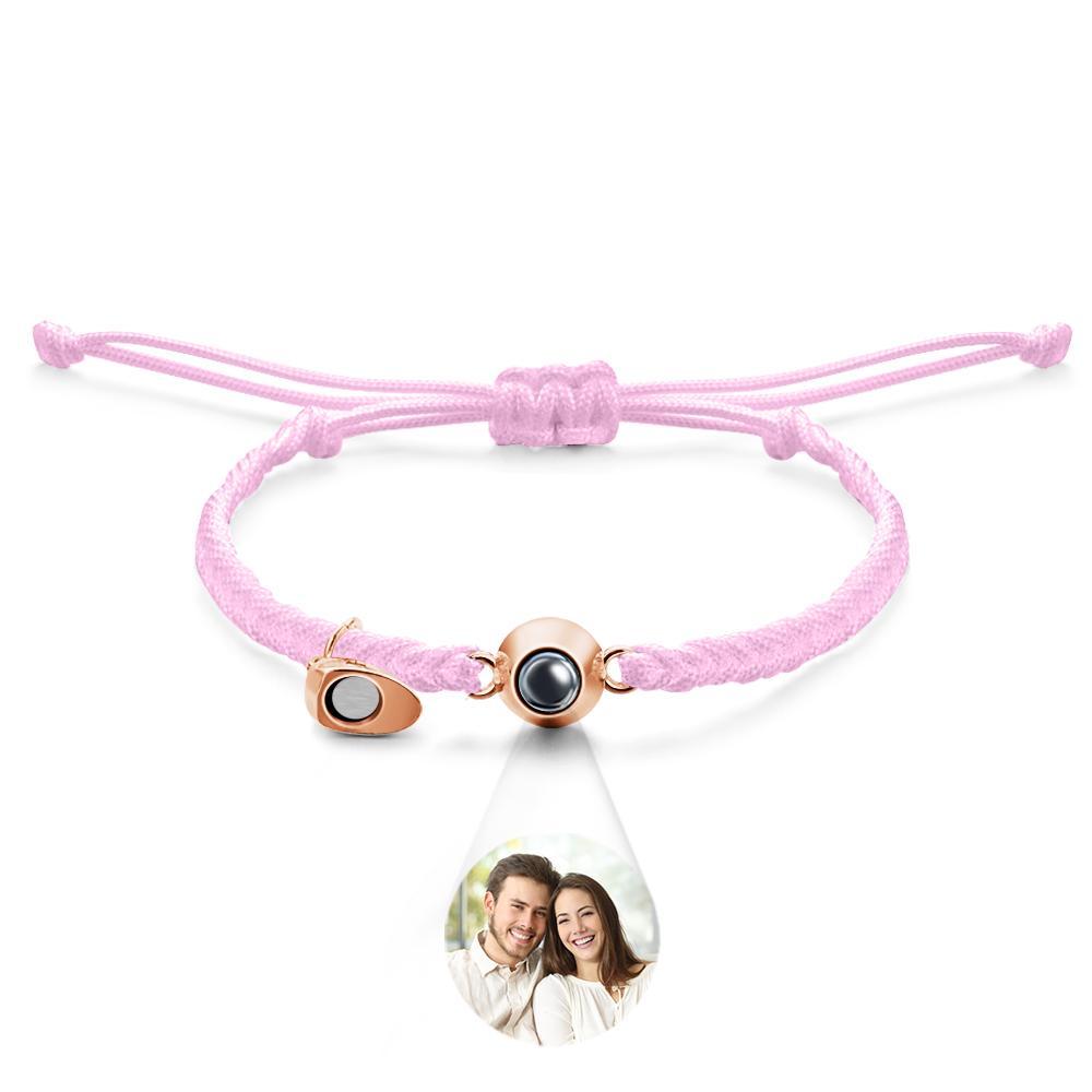 Pulsera De Proyección Personalizada, Regalo De Pareja Magnético Con Corazón Tejido Con Letras Personalizadas - soufeeles