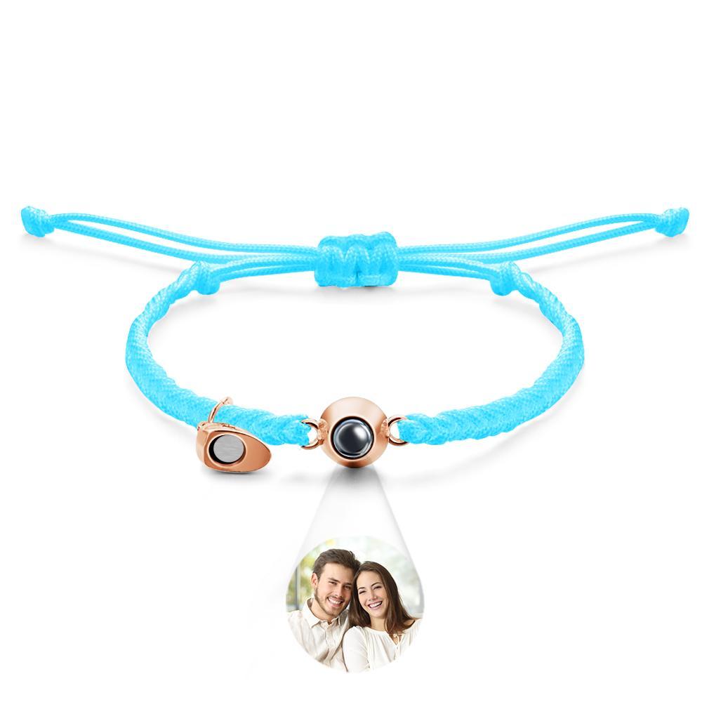 Pulsera De Proyección Personalizada, Regalo De Pareja Magnético Con Corazón Tejido Con Letras Personalizadas - soufeeles