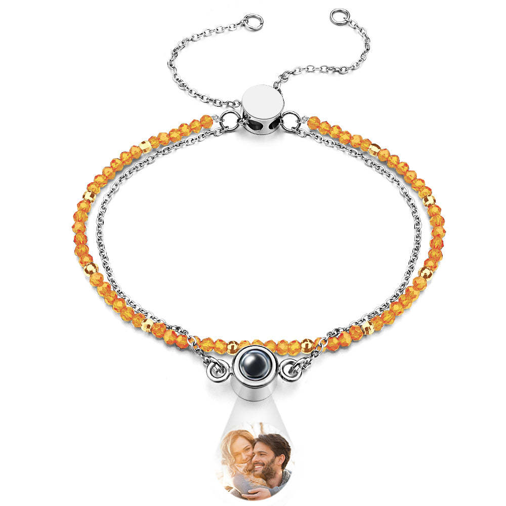 Pulsera Personalizada De Doble Capa De Cristal Con Proyección De Fotos - soufeeles