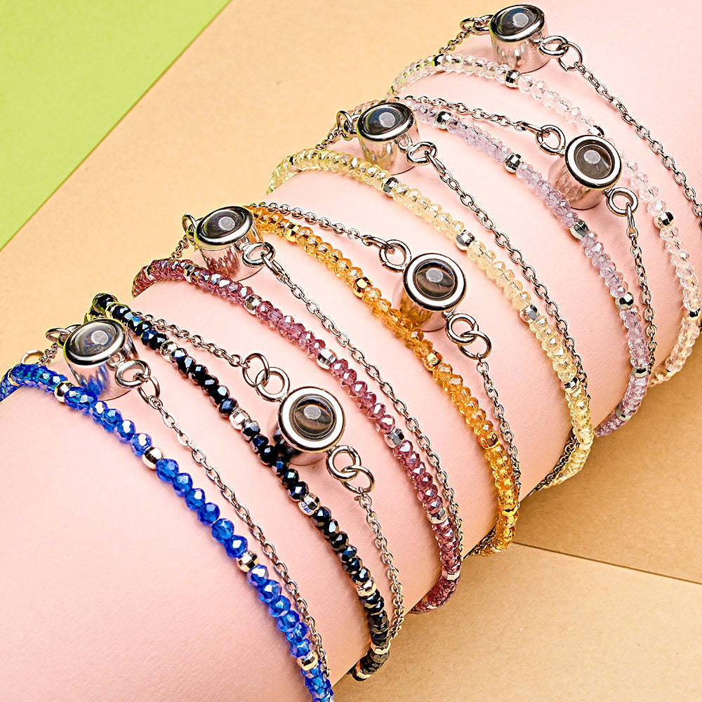 Pulsera Personalizada De Doble Capa De Cristal Con Proyección De Fotos - soufeeles