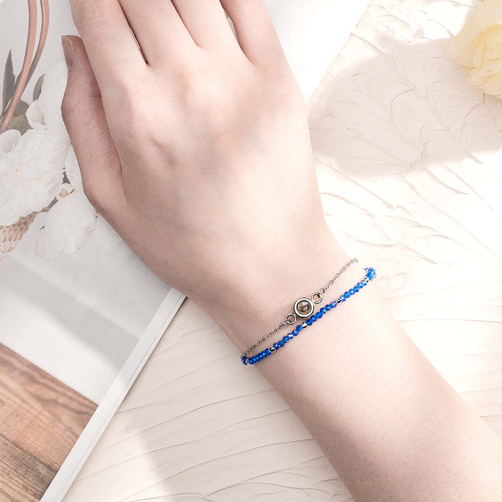 Pulsera Personalizada De Doble Capa De Cristal Con Proyección De Fotos - soufeeles