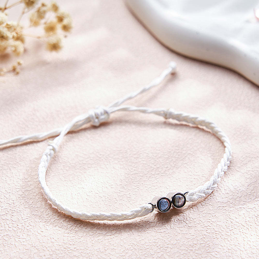 Pulsera Personalizada Con Imagen Proyectada, Cuerda Trenzada Multicolor, Pulsera Personalizada Con Dos Fotos, Regalo Sencillo - soufeeles