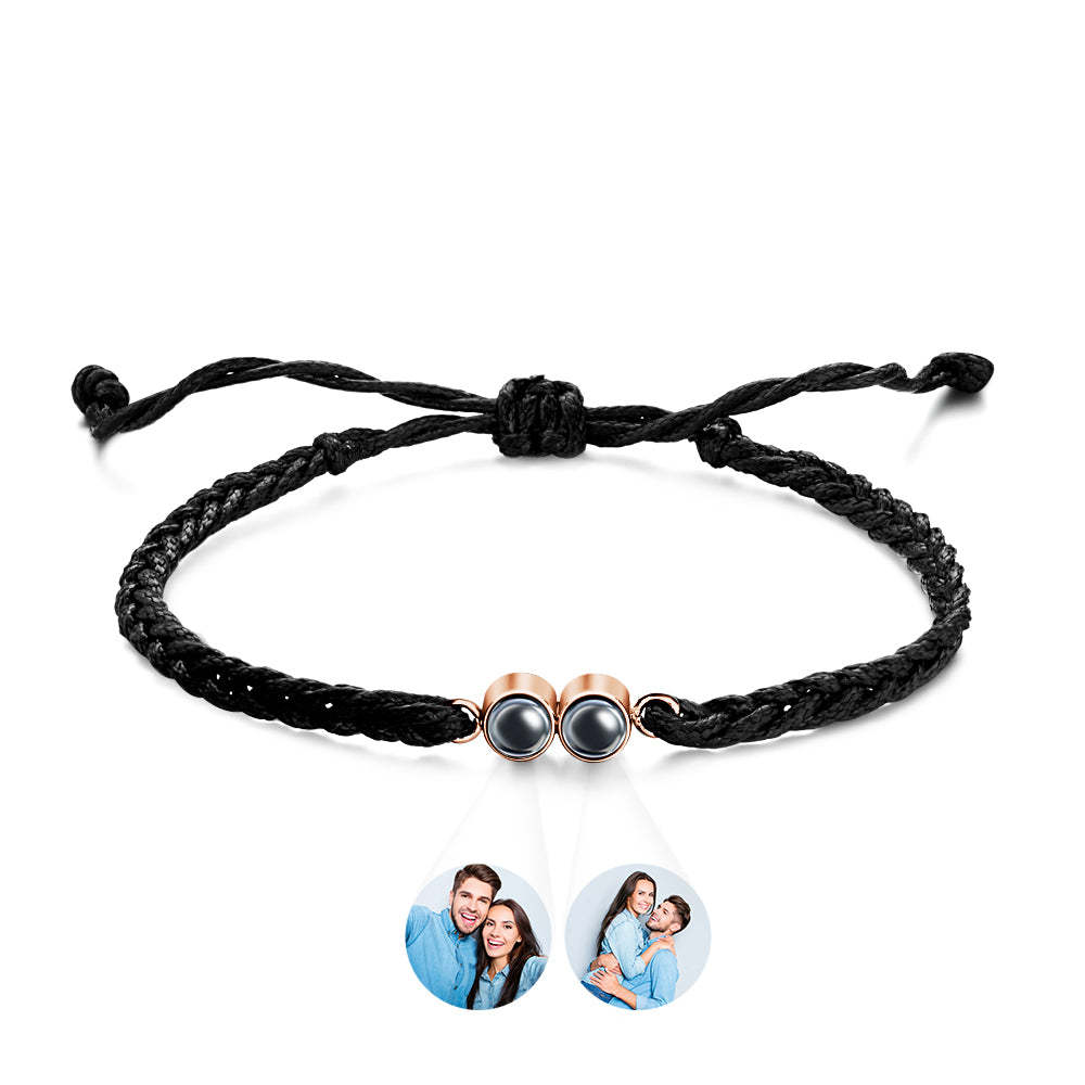 Pulsera Personalizada Con Imagen Proyectada, Cuerda Trenzada Multicolor, Pulsera Personalizada Con Dos Fotos, Regalo Sencillo - soufeeles