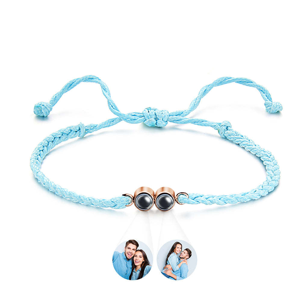 Pulsera Personalizada Con Imagen Proyectada, Cuerda Trenzada Multicolor, Pulsera Personalizada Con Dos Fotos, Regalo Sencillo - soufeeles