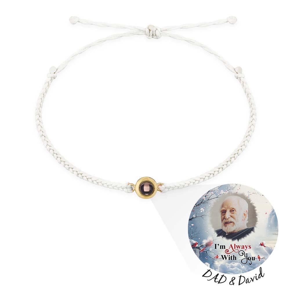 Pulsera De Proyección De Fotos Personalizada, Pulsera Circular De Cuerda Negra Trenzada, Regalo Conmemorativo Para El Día Del Padre - soufeeles