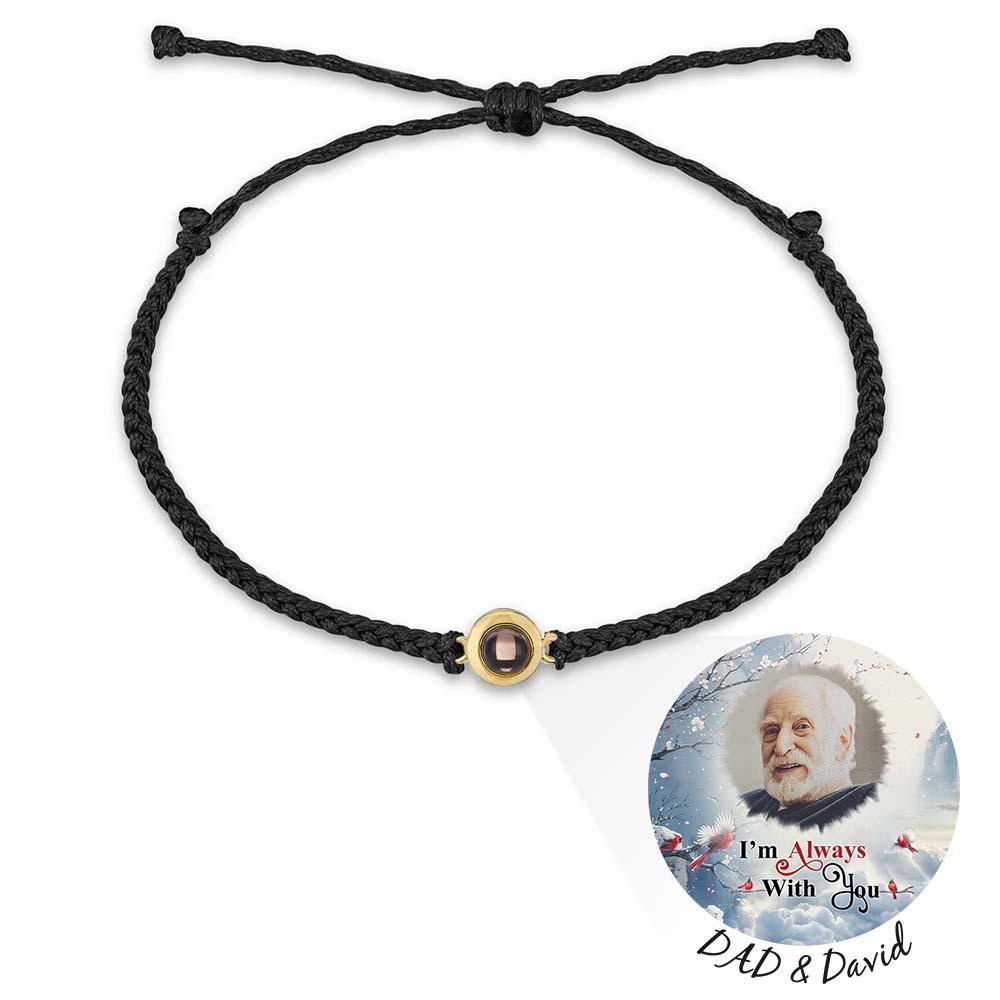 Pulsera De Proyección De Fotos Personalizada, Pulsera Circular De Cuerda Negra Trenzada, Regalo Conmemorativo Para El Día Del Padre - soufeeles