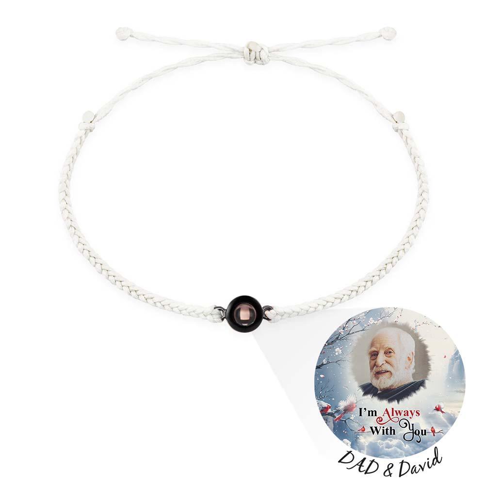 Pulsera De Proyección De Fotos Personalizada, Pulsera Circular De Cuerda Negra Trenzada, Regalo Conmemorativo Para El Día Del Padre - soufeeles