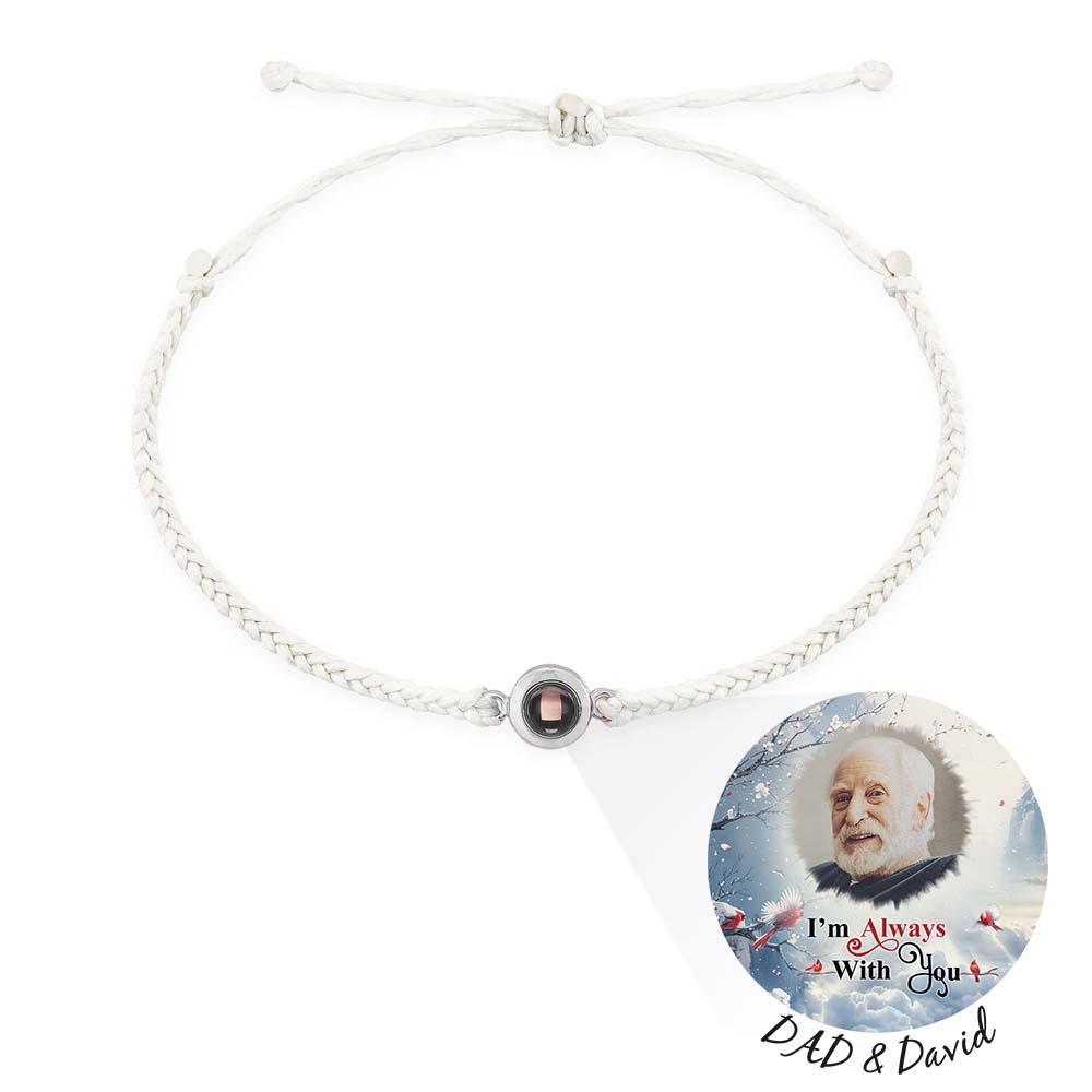 Pulsera De Proyección De Fotos Personalizada, Pulsera Circular De Cuerda Negra Trenzada, Regalo Conmemorativo Para El Día Del Padre - soufeeles