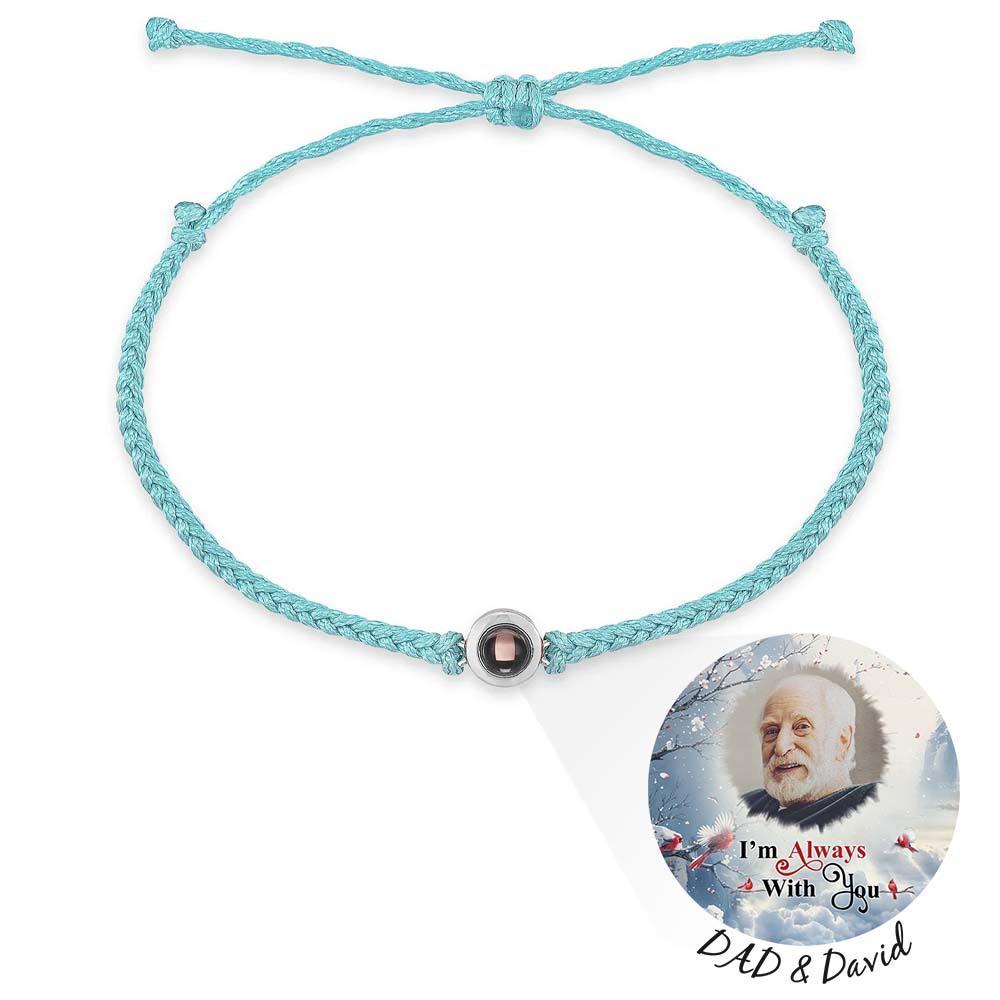 Pulsera De Proyección De Fotos Personalizada, Pulsera Circular De Cuerda Negra Trenzada, Regalo Conmemorativo Para El Día Del Padre - soufeeles