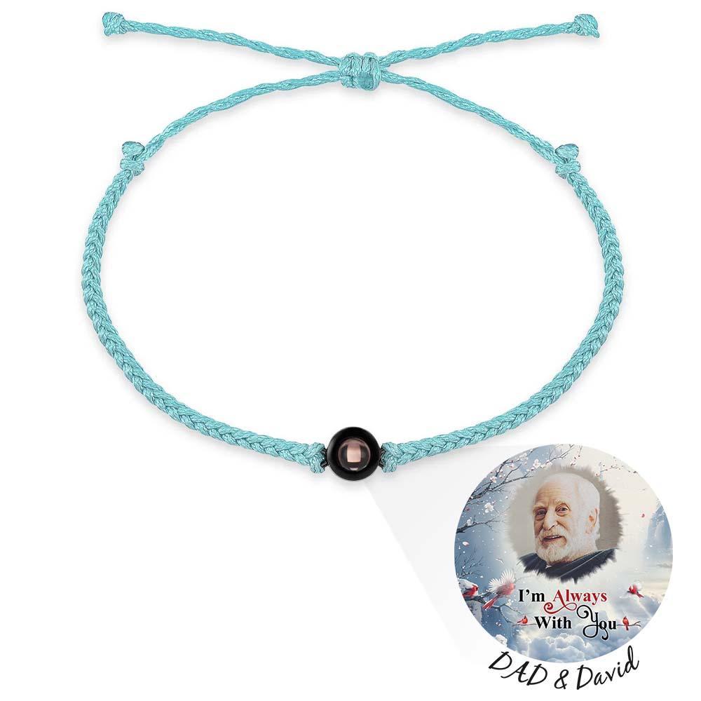 Pulsera De Proyección De Fotos Personalizada, Pulsera Circular De Cuerda Negra Trenzada, Regalo Conmemorativo Para El Día Del Padre - soufeeles