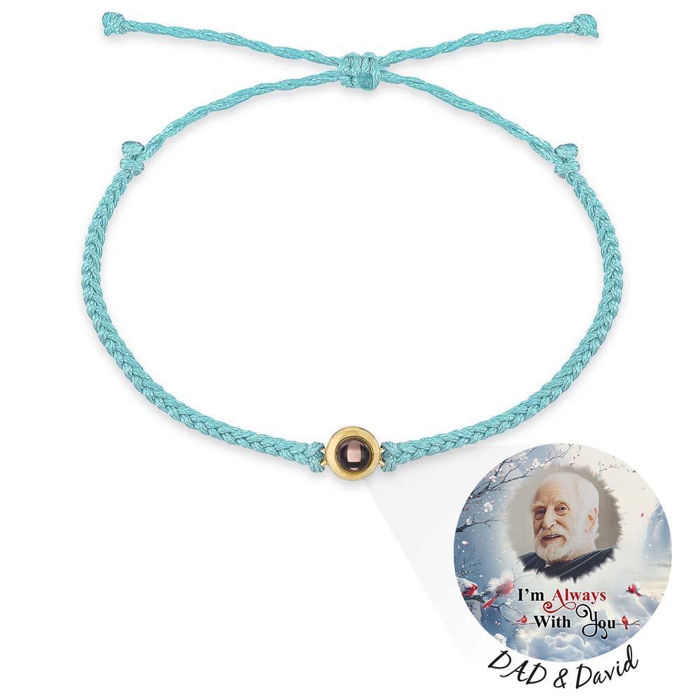 Pulsera De Proyección De Fotos Personalizada, Pulsera Circular De Cuerda Negra Trenzada, Regalo Conmemorativo Para El Día Del Padre - soufeeles