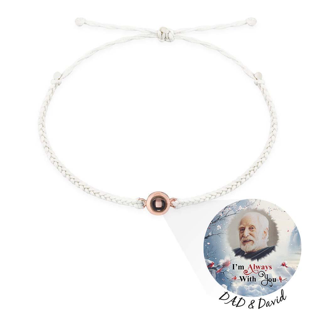 Pulsera De Proyección De Fotos Personalizada, Pulsera Circular De Cuerda Negra Trenzada, Regalo Conmemorativo Para El Día Del Padre - soufeeles