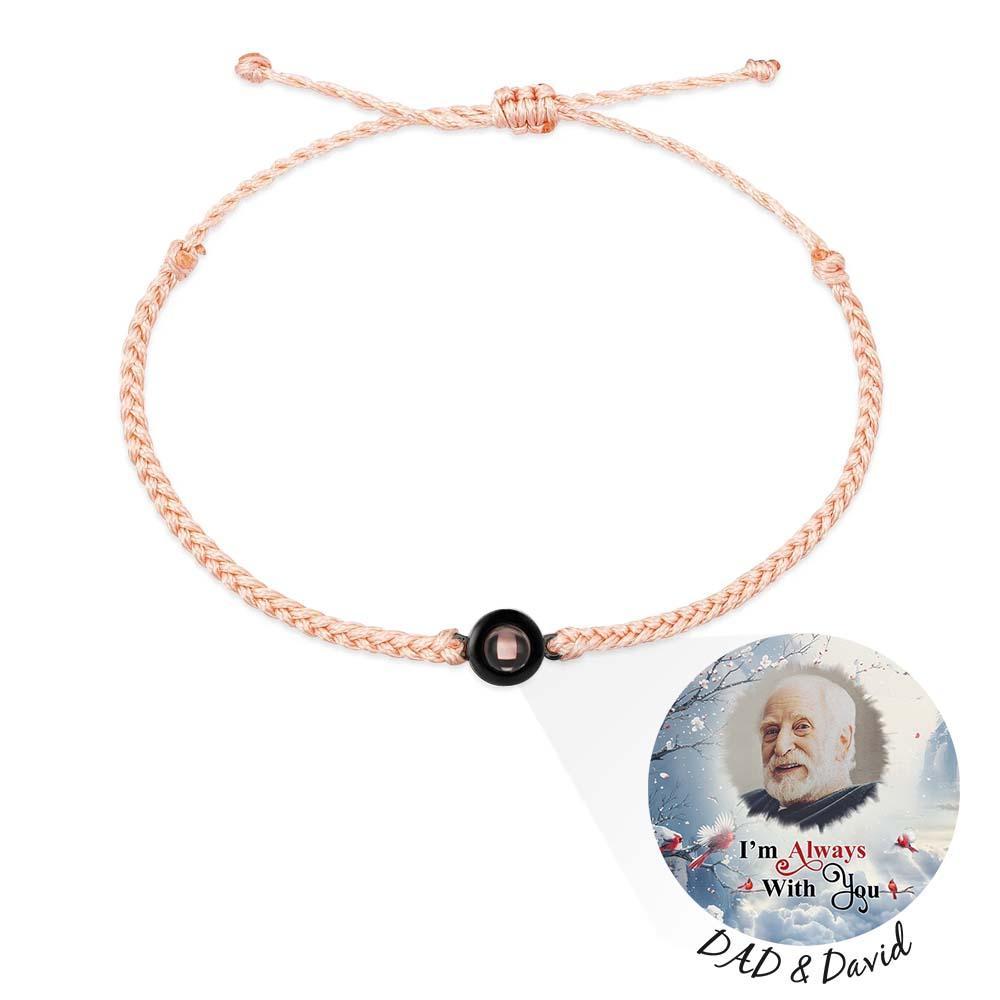 Pulsera De Proyección De Fotos Personalizada, Pulsera Circular De Cuerda Negra Trenzada, Regalo Conmemorativo Para El Día Del Padre - soufeeles