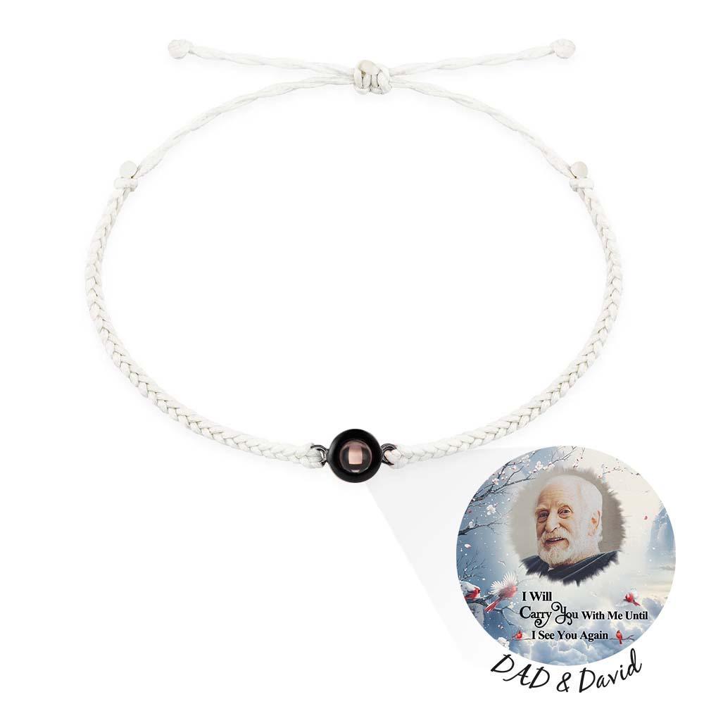 Pulsera De Proyección De Fotos Personalizada, Pulsera Circular De Cuerda Negra Trenzada, Regalo Conmemorativo Para El Día Del Padre - soufeeles