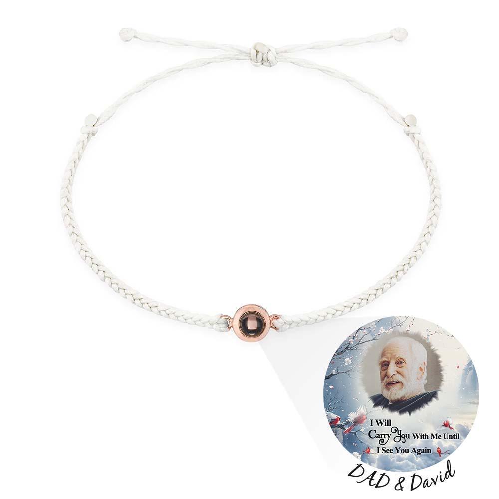 Pulsera De Proyección De Fotos Personalizada, Pulsera Circular De Cuerda Negra Trenzada, Regalo Conmemorativo Para El Día Del Padre - soufeeles