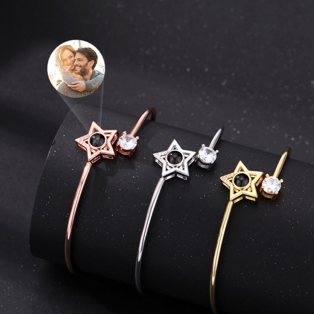 Pulsera De Proyección Personalizada, Pulsera De Estrella Con Foto Personalizada, Regalo De Joyería Para Ella - soufeeles