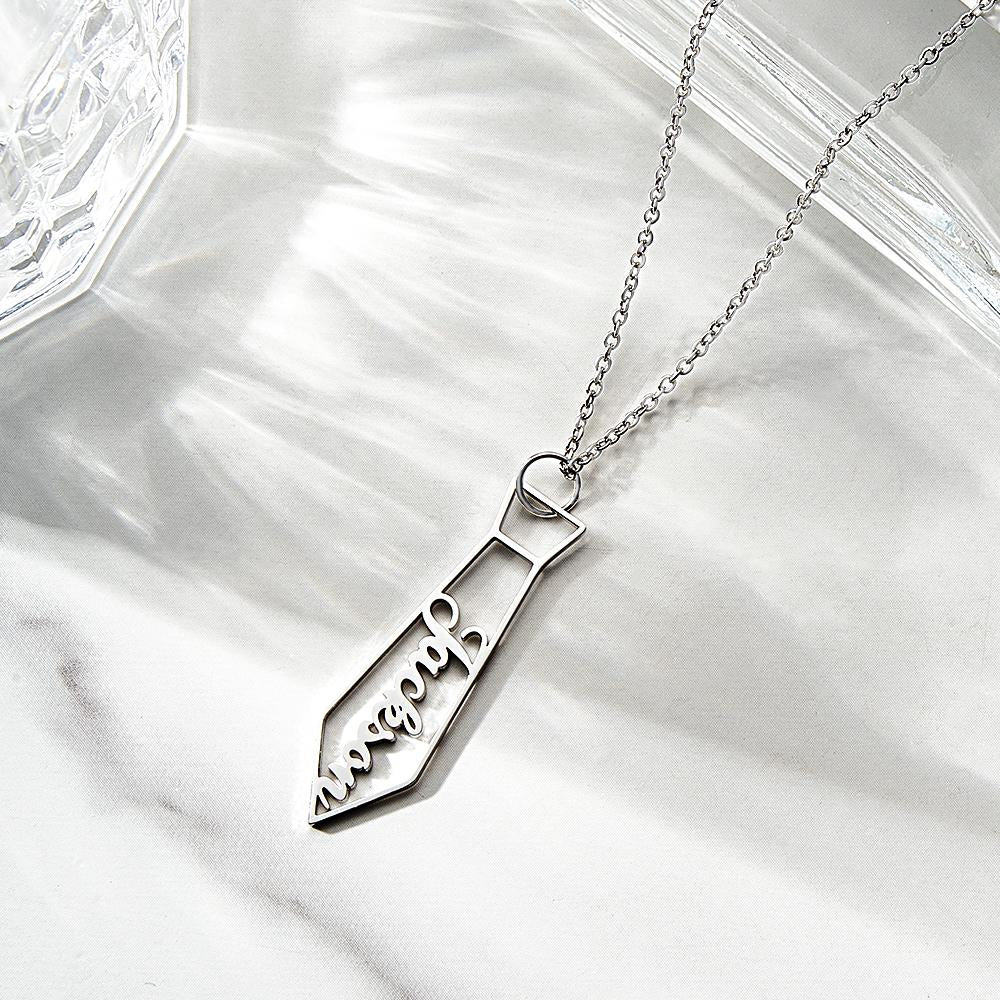Collar Con Nombre Personalizado Corbata Regalos Creativos De Metal Para Papá - soufeeles