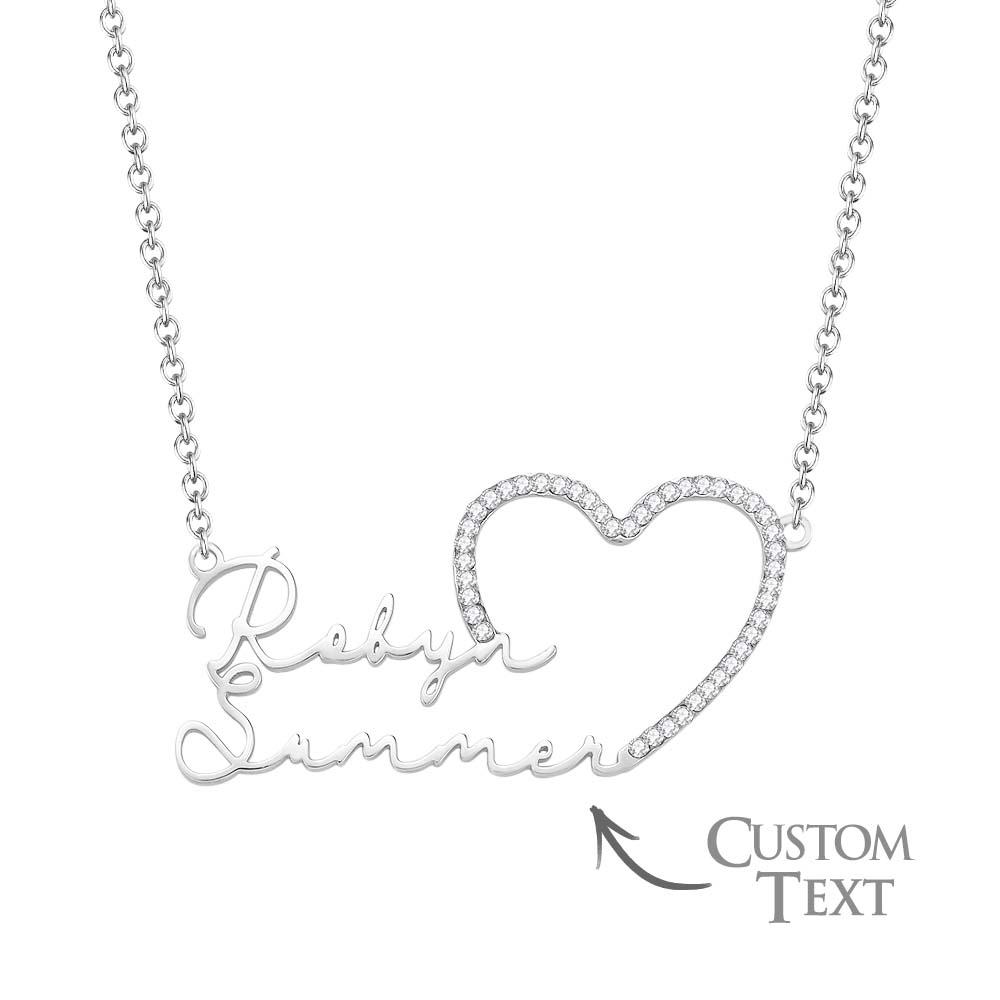 Collar De Doble Nombre Personalizado, Collar Con Nombre Helado De Corazón, Regalo De Joyería Para Ella - soufeeles