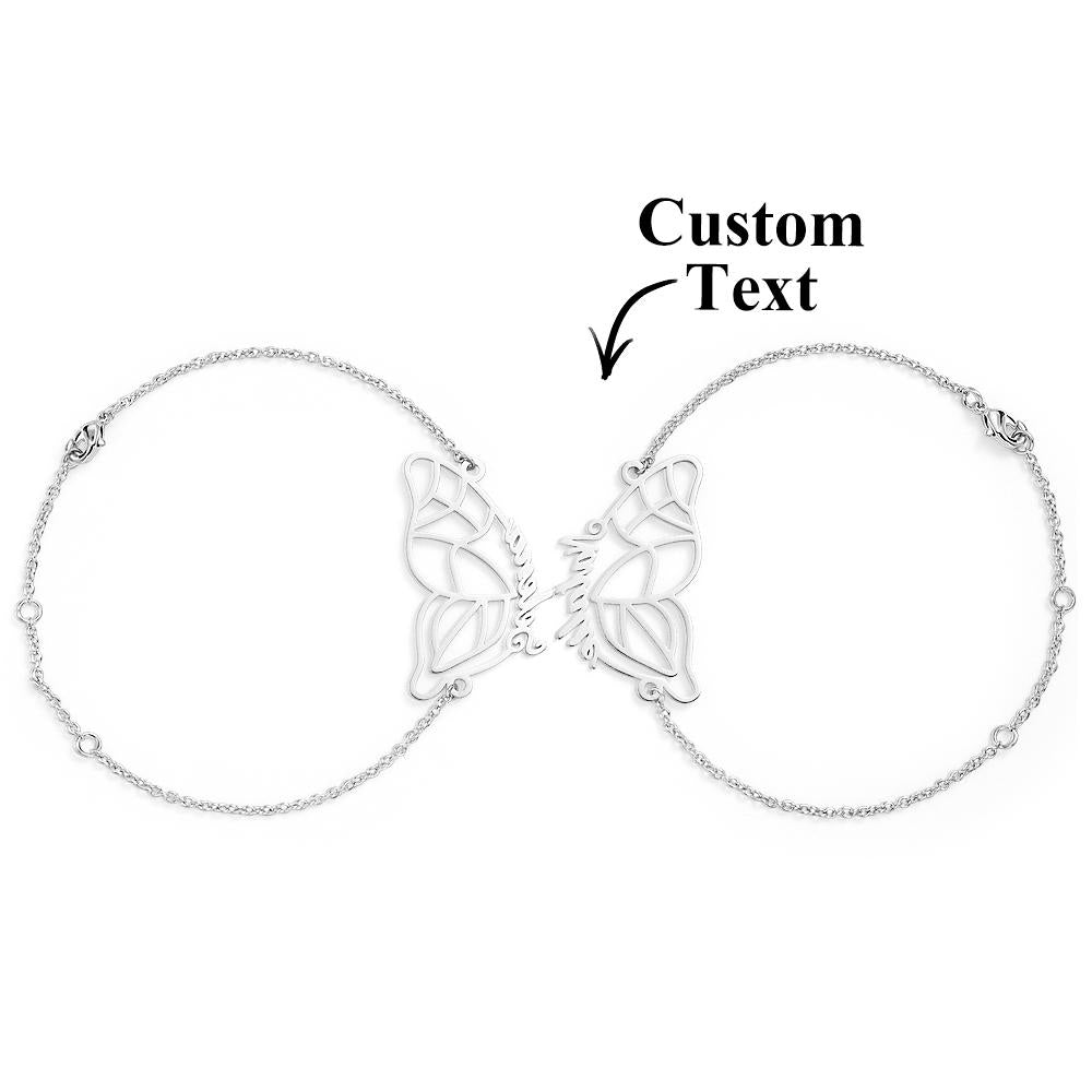 Nombre Personalizado Dos Pulseras De Mariposas Regalo Romántico Para Parejas - soufeeles