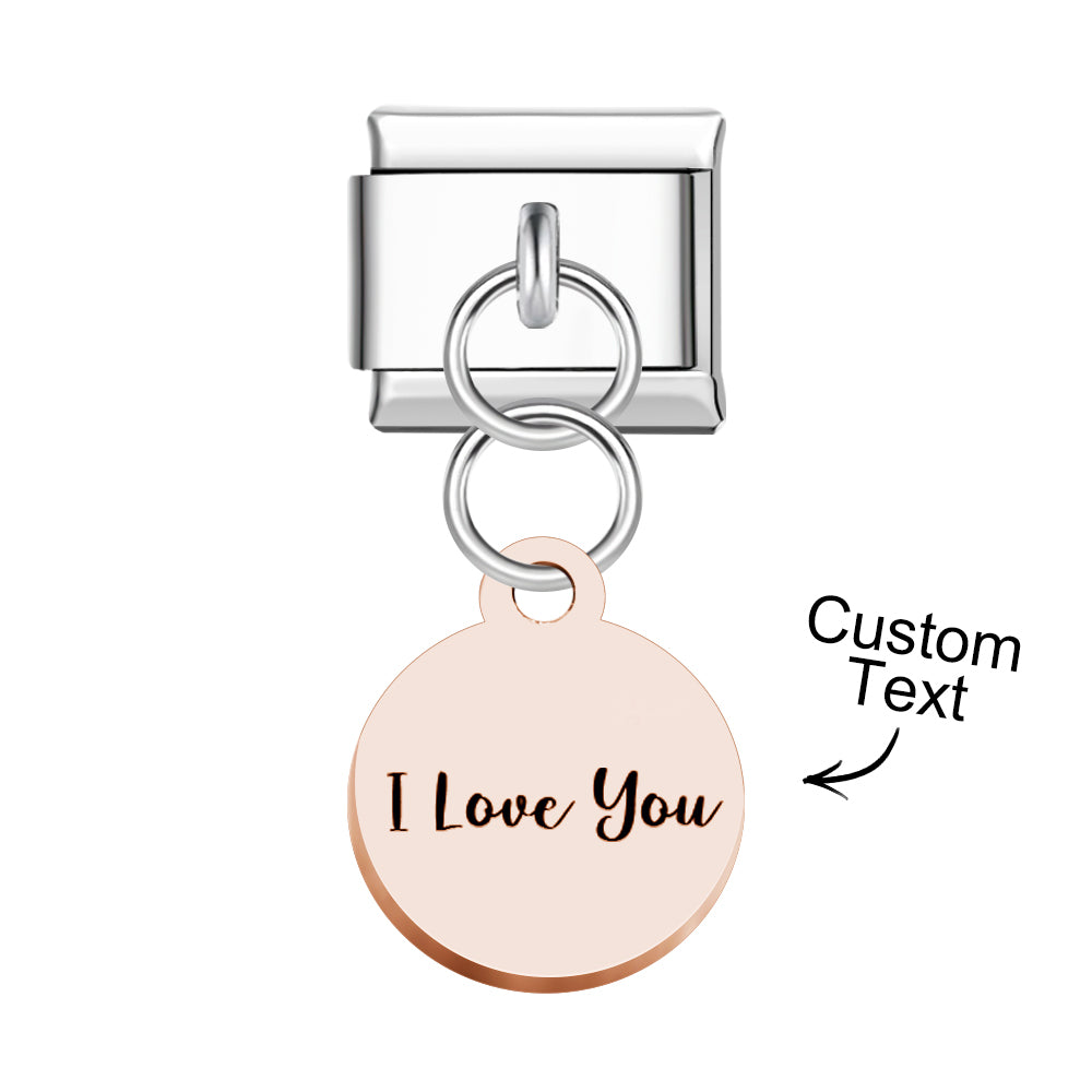 Colgante Redondo Grabado Personalizado Charm Italiano Para Pulseras Italianas Charm Composable Link - soufeeles