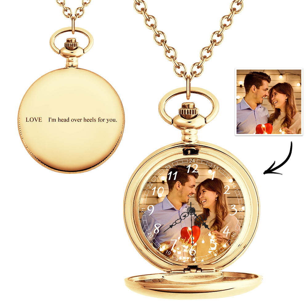 Reloj De Bolsillo Con Foto Personalizado, Relojes De Bolsillo Grabables Personalizados, Regalo - soufeeles