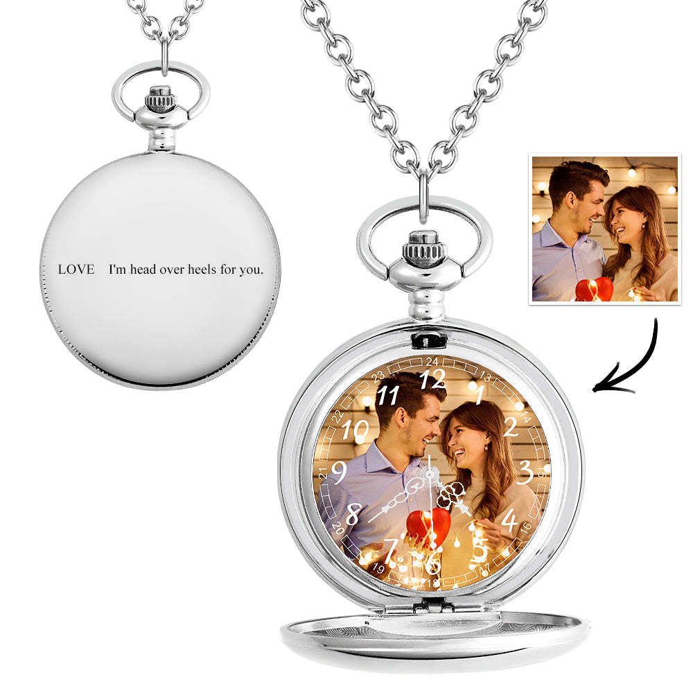 Reloj De Bolsillo Con Foto Personalizado, Relojes De Bolsillo Grabables Personalizados, Regalo - soufeeles