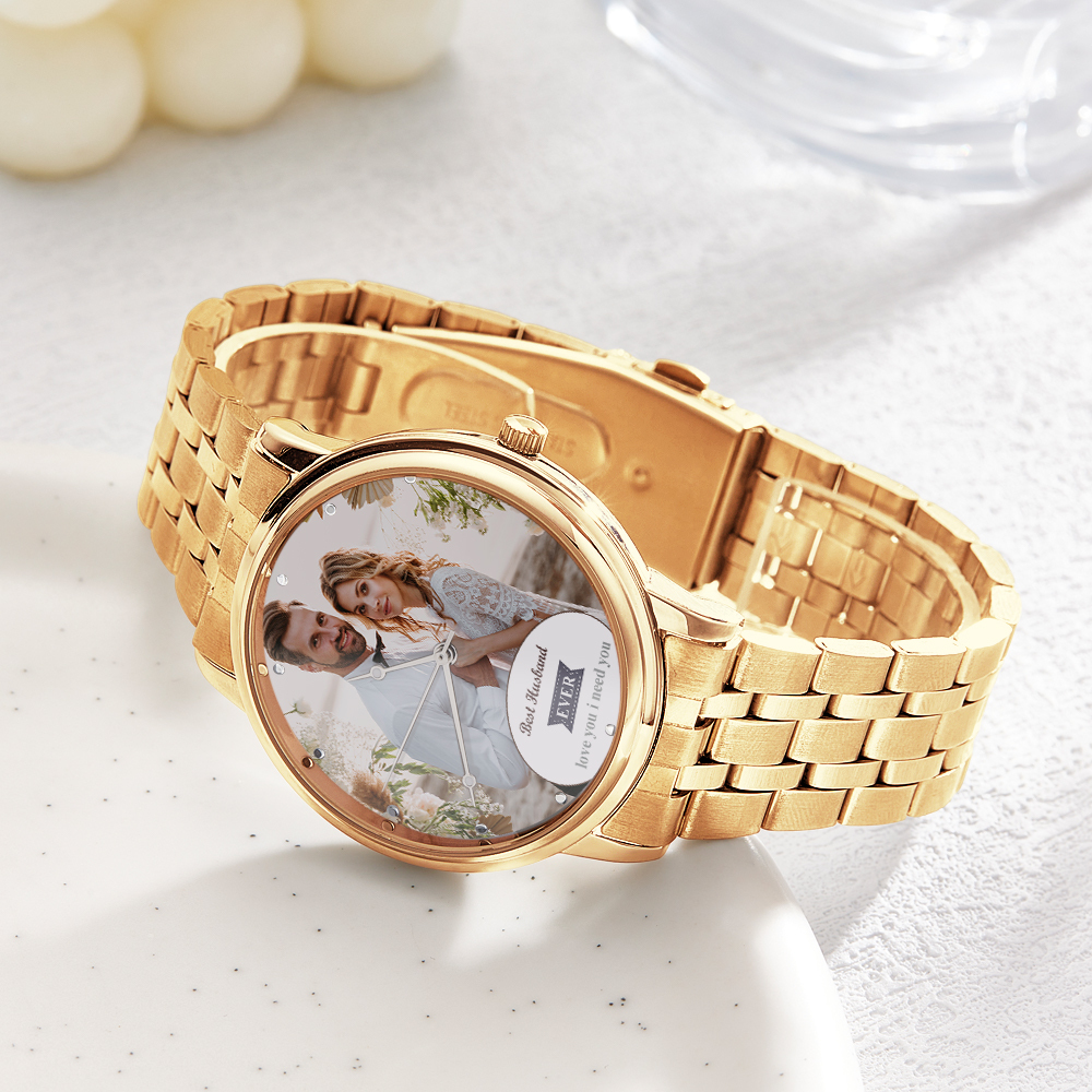 Reloj Con Foto Grabado Personalizado Pulsera De Aleación Negra Reloj Con Foto Regalos Del Día De San Valentín Para Él - soufeeles