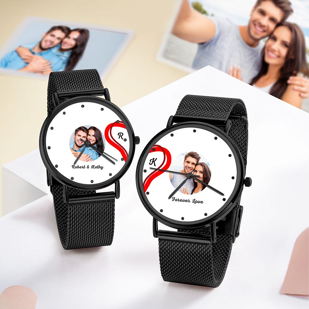 Empalme De Corazón Rojo Reloj Fotográfico Regalos Románticos Del Día De San Valentín Para Parejas - soufeeles