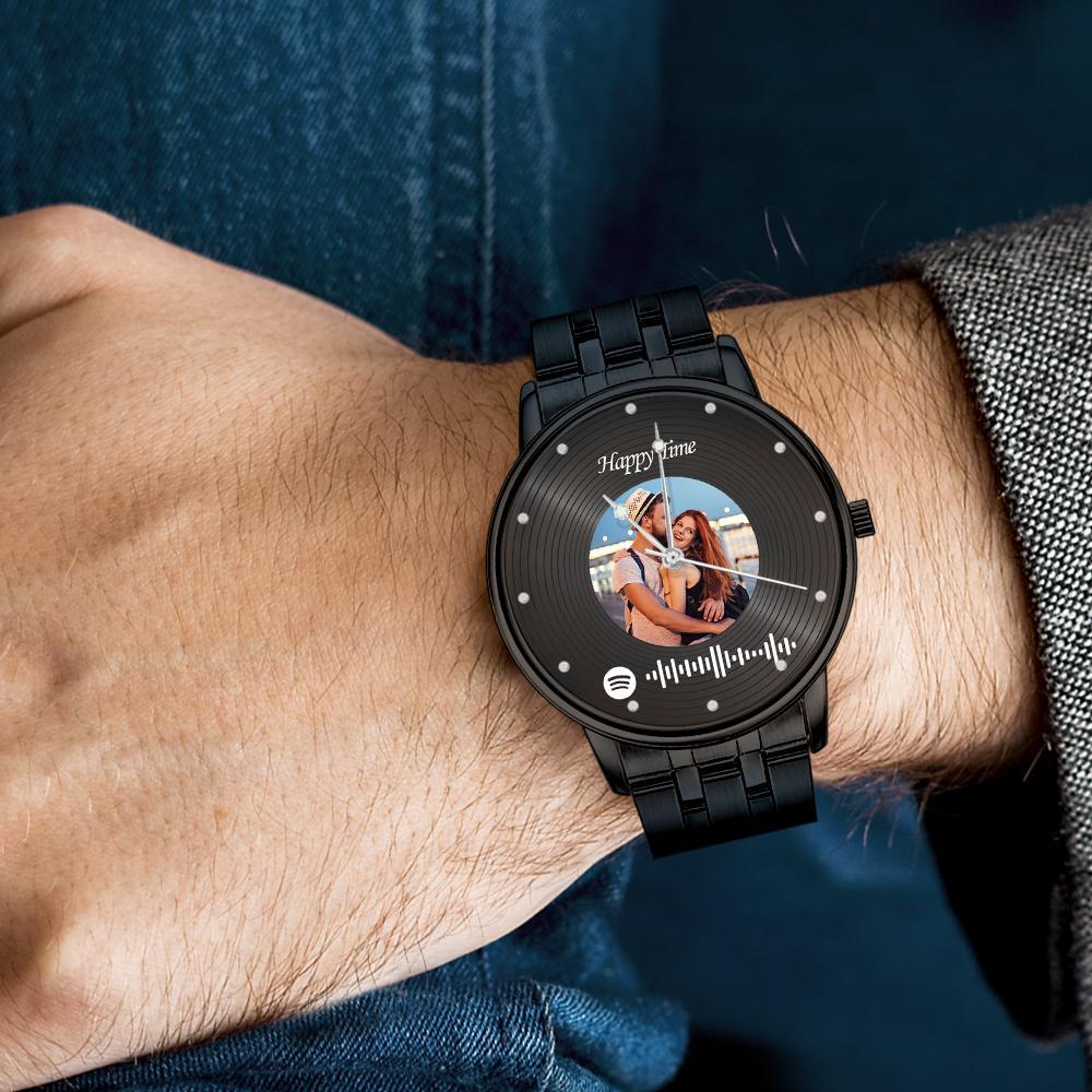 Foto Escaneable Spotify Code Watch Reloj De Diseño De Discos De Vinilo Vintage Regalos Para Parejas - soufeeles