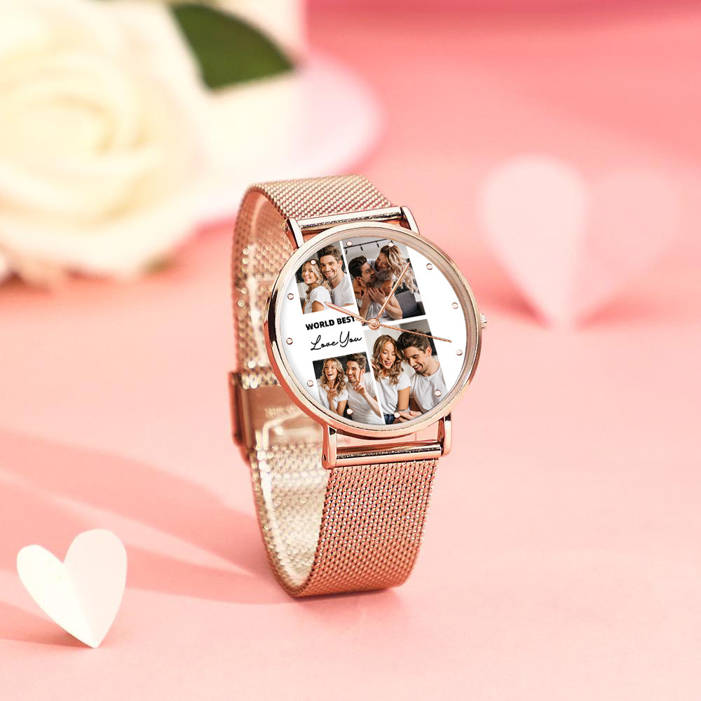 Relojes Personalizados Con Foto Grabada Y Correa De Aleación, Regalo De San Valentín Para Él - soufeeles