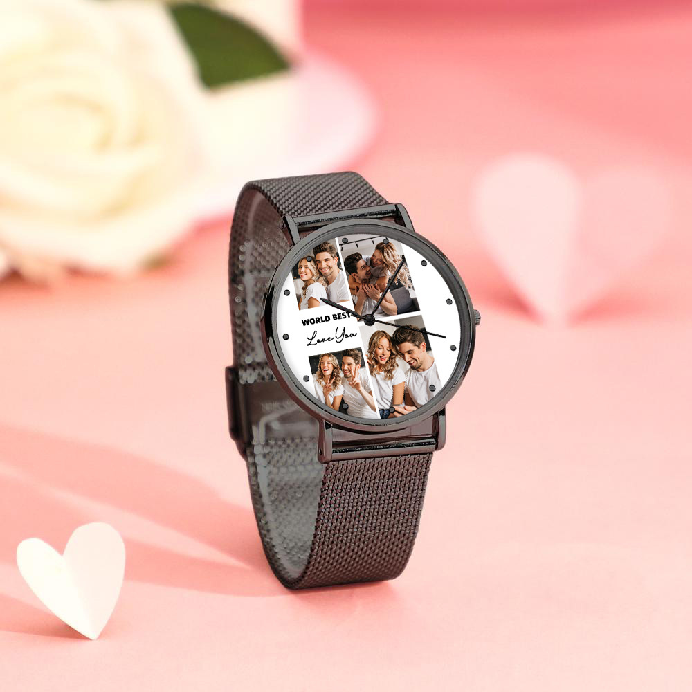 Relojes Personalizados Con Foto Grabada Y Correa De Aleación, Regalo De San Valentín Para Él - soufeeles