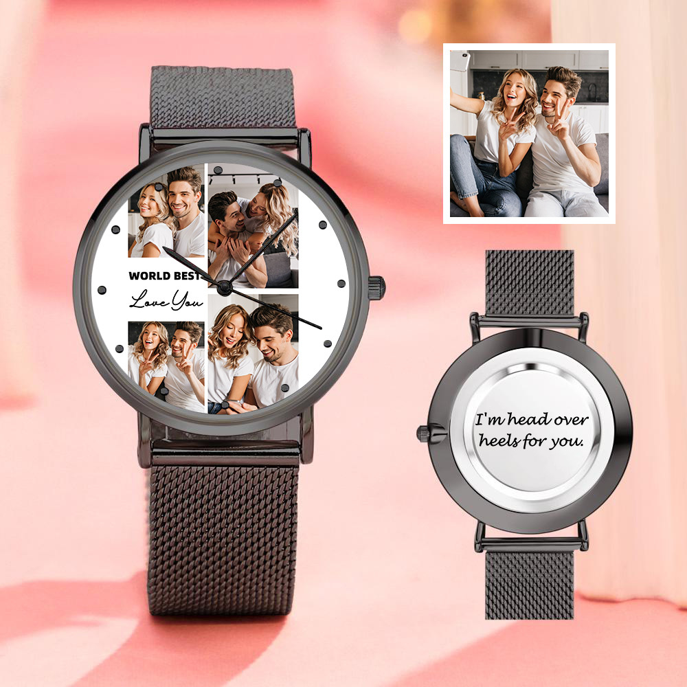 Relojes Personalizados Con Foto Grabada Y Correa De Aleación, Regalo De San Valentín Para Él - soufeeles