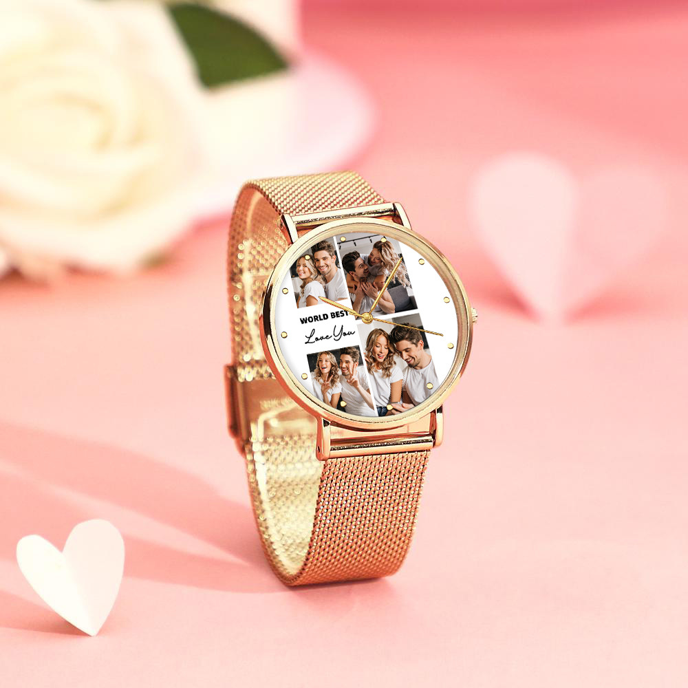 Relojes Personalizados Con Foto Grabada Y Correa De Aleación, Regalo De San Valentín Para Él - soufeeles